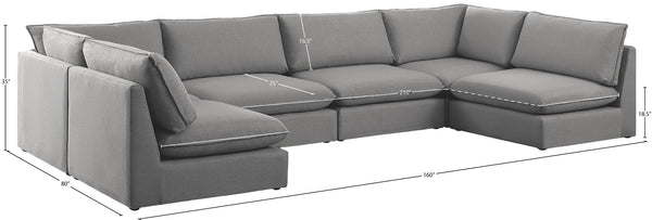 Mackenzie Linen Textured Fabric / Engineered Wood / Foam Contemporary Grey Durable Linen Textured Modular Sectional - 160" W x 80" D x 35" H