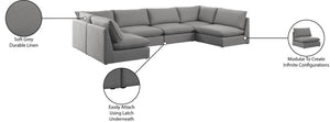 Mackenzie Linen Textured Fabric / Engineered Wood / Foam Contemporary Grey Durable Linen Textured Modular Sectional - 160" W x 80" D x 35" H