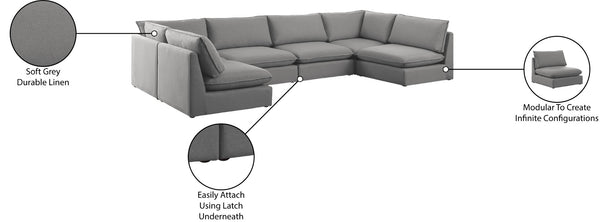 Mackenzie Linen Textured Fabric / Engineered Wood / Foam Contemporary Grey Durable Linen Textured Modular Sectional - 160" W x 80" D x 35" H