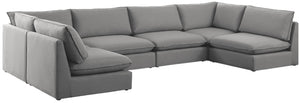 Mackenzie Linen Textured Fabric / Engineered Wood / Foam Contemporary Grey Durable Linen Textured Modular Sectional - 160" W x 80" D x 35" H