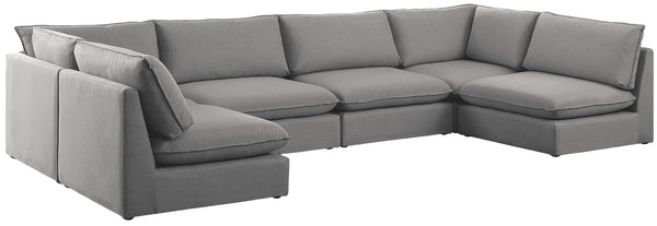 Mackenzie Linen Textured Fabric / Engineered Wood / Foam Contemporary Grey Durable Linen Textured Modular Sectional - 160" W x 80" D x 35" H