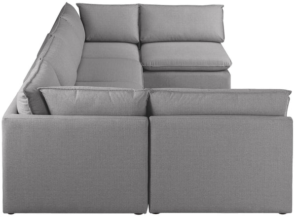 Mackenzie Linen Textured Fabric / Engineered Wood / Foam Contemporary Grey Durable Linen Textured Modular Sectional - 160" W x 80" D x 35" H