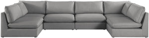 Mackenzie Linen Textured Fabric / Engineered Wood / Foam Contemporary Grey Durable Linen Textured Modular Sectional - 160" W x 80" D x 35" H