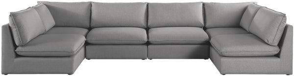 Mackenzie Linen Textured Fabric / Engineered Wood / Foam Contemporary Grey Durable Linen Textured Modular Sectional - 160" W x 80" D x 35" H