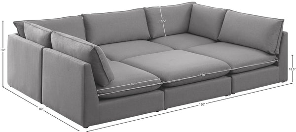 Mackenzie Linen Textured Fabric / Engineered Wood / Foam Contemporary Grey Durable Linen Textured Modular Sectional - 120" W x 80" D x 35" H
