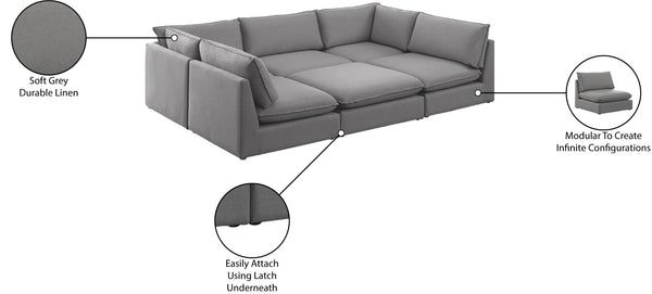 Mackenzie Linen Textured Fabric / Engineered Wood / Foam Contemporary Grey Durable Linen Textured Modular Sectional - 120" W x 80" D x 35" H