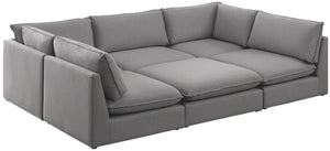Mackenzie Linen Textured Fabric / Engineered Wood / Foam Contemporary Grey Durable Linen Textured Modular Sectional - 120" W x 80" D x 35" H