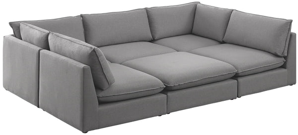 Mackenzie Linen Textured Fabric / Engineered Wood / Foam Contemporary Grey Durable Linen Textured Modular Sectional - 120" W x 80" D x 35" H