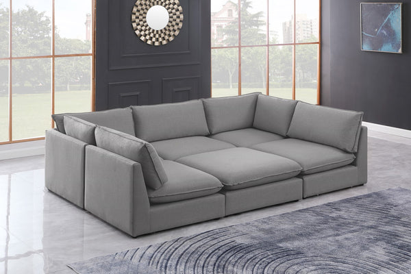 Mackenzie Linen Textured Fabric / Engineered Wood / Foam Contemporary Grey Durable Linen Textured Modular Sectional - 120" W x 80" D x 35" H