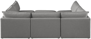 Mackenzie Linen Textured Fabric / Engineered Wood / Foam Contemporary Grey Durable Linen Textured Modular Sectional - 120" W x 80" D x 35" H
