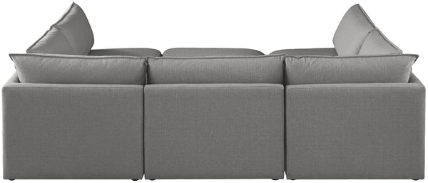 Mackenzie Linen Textured Fabric / Engineered Wood / Foam Contemporary Grey Durable Linen Textured Modular Sectional - 120" W x 80" D x 35" H