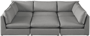 Mackenzie Linen Textured Fabric / Engineered Wood / Foam Contemporary Grey Durable Linen Textured Modular Sectional - 120" W x 80" D x 35" H