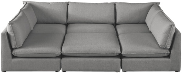 Mackenzie Linen Textured Fabric / Engineered Wood / Foam Contemporary Grey Durable Linen Textured Modular Sectional - 120" W x 80" D x 35" H