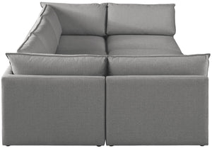 Mackenzie Linen Textured Fabric / Engineered Wood / Foam Contemporary Grey Durable Linen Textured Modular Sectional - 120" W x 80" D x 35" H