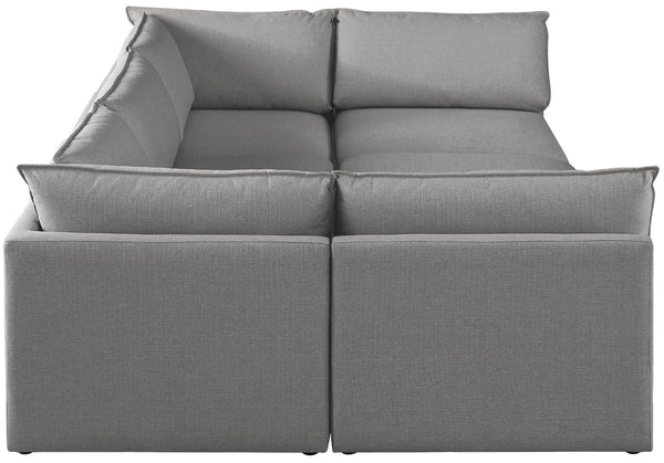 Mackenzie Linen Textured Fabric / Engineered Wood / Foam Contemporary Grey Durable Linen Textured Modular Sectional - 120" W x 80" D x 35" H