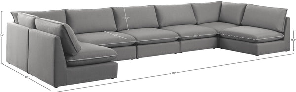 Mackenzie Linen Textured Fabric / Engineered Wood / Foam Contemporary Grey Durable Linen Textured Modular Sectional - 200" W x 80" D x 35" H