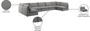 Mackenzie Linen Textured Fabric / Engineered Wood / Foam Contemporary Grey Durable Linen Textured Modular Sectional - 200" W x 80" D x 35" H