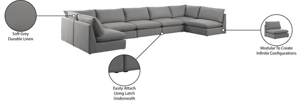 Mackenzie Linen Textured Fabric / Engineered Wood / Foam Contemporary Grey Durable Linen Textured Modular Sectional - 200" W x 80" D x 35" H