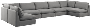 Mackenzie Linen Textured Fabric / Engineered Wood / Foam Contemporary Grey Durable Linen Textured Modular Sectional - 200" W x 80" D x 35" H
