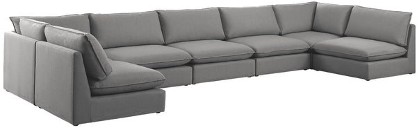 Mackenzie Linen Textured Fabric / Engineered Wood / Foam Contemporary Grey Durable Linen Textured Modular Sectional - 200" W x 80" D x 35" H