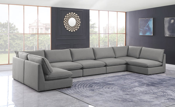Mackenzie Linen Textured Fabric / Engineered Wood / Foam Contemporary Grey Durable Linen Textured Modular Sectional - 200" W x 80" D x 35" H