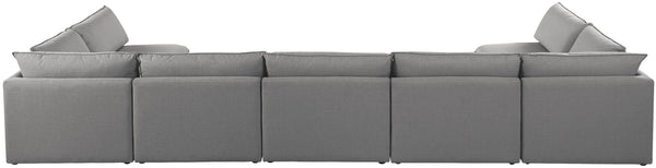 Mackenzie Linen Textured Fabric / Engineered Wood / Foam Contemporary Grey Durable Linen Textured Modular Sectional - 200" W x 80" D x 35" H