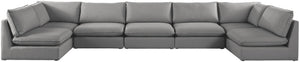 Mackenzie Linen Textured Fabric / Engineered Wood / Foam Contemporary Grey Durable Linen Textured Modular Sectional - 200" W x 80" D x 35" H