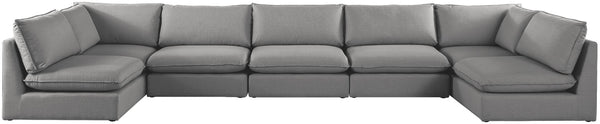 Mackenzie Linen Textured Fabric / Engineered Wood / Foam Contemporary Grey Durable Linen Textured Modular Sectional - 200" W x 80" D x 35" H