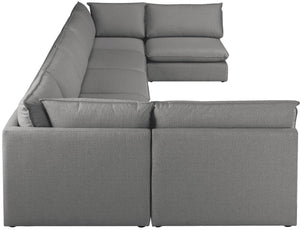 Mackenzie Linen Textured Fabric / Engineered Wood / Foam Contemporary Grey Durable Linen Textured Modular Sectional - 200" W x 80" D x 35" H