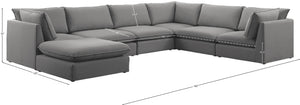 Mackenzie Linen Textured Fabric / Engineered Wood / Foam Contemporary Grey Durable Linen Textured Modular Sectional - 160" W x 120" D x 35" H