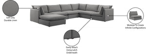 Mackenzie Linen Textured Fabric / Engineered Wood / Foam Contemporary Grey Durable Linen Textured Modular Sectional - 160" W x 120" D x 35" H