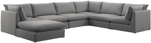 Mackenzie Linen Textured Fabric / Engineered Wood / Foam Contemporary Grey Durable Linen Textured Modular Sectional - 160" W x 120" D x 35" H