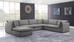 Mackenzie Linen Textured Fabric / Engineered Wood / Foam Contemporary Grey Durable Linen Textured Modular Sectional - 160" W x 120" D x 35" H