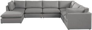 Mackenzie Linen Textured Fabric / Engineered Wood / Foam Contemporary Grey Durable Linen Textured Modular Sectional - 160" W x 120" D x 35" H