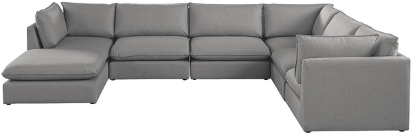 Mackenzie Linen Textured Fabric / Engineered Wood / Foam Contemporary Grey Durable Linen Textured Modular Sectional - 160" W x 120" D x 35" H