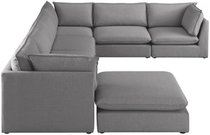 Mackenzie Linen Textured Fabric / Engineered Wood / Foam Contemporary Grey Durable Linen Textured Modular Sectional - 160" W x 120" D x 35" H