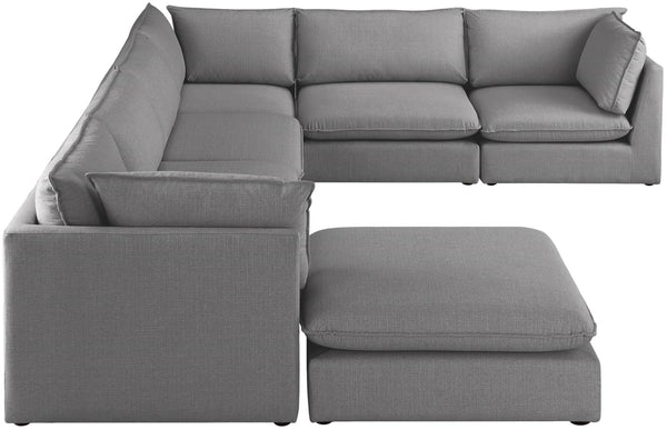 Mackenzie Linen Textured Fabric / Engineered Wood / Foam Contemporary Grey Durable Linen Textured Modular Sectional - 160" W x 120" D x 35" H