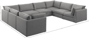Mackenzie Linen Textured Fabric / Engineered Wood / Foam Contemporary Grey Durable Linen Textured Modular Sectional - 160" W x 120" D x 35" H