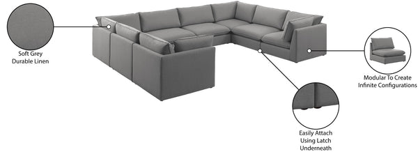 Mackenzie Linen Textured Fabric / Engineered Wood / Foam Contemporary Grey Durable Linen Textured Modular Sectional - 160" W x 120" D x 35" H