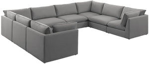 Mackenzie Linen Textured Fabric / Engineered Wood / Foam Contemporary Grey Durable Linen Textured Modular Sectional - 160" W x 120" D x 35" H