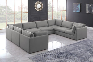 Mackenzie Linen Textured Fabric / Engineered Wood / Foam Contemporary Grey Durable Linen Textured Modular Sectional - 160" W x 120" D x 35" H