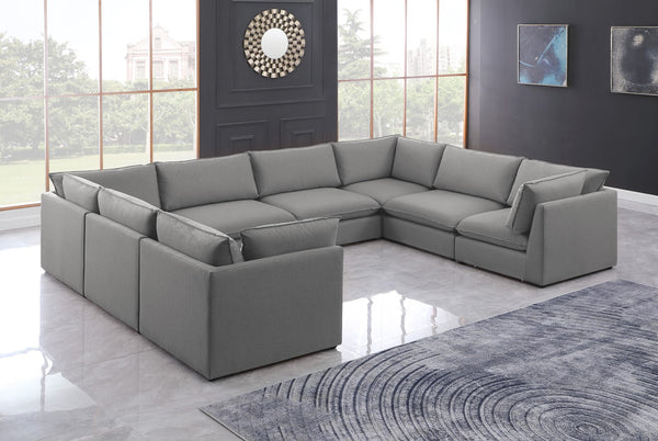 Mackenzie Linen Textured Fabric / Engineered Wood / Foam Contemporary Grey Durable Linen Textured Modular Sectional - 160" W x 120" D x 35" H
