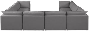 Mackenzie Linen Textured Fabric / Engineered Wood / Foam Contemporary Grey Durable Linen Textured Modular Sectional - 160" W x 120" D x 35" H
