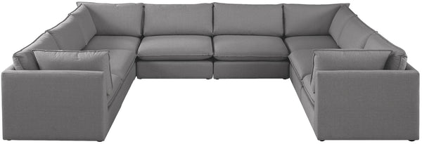 Mackenzie Linen Textured Fabric / Engineered Wood / Foam Contemporary Grey Durable Linen Textured Modular Sectional - 160" W x 120" D x 35" H