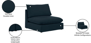 Mackenzie Linen Textured Fabric / Engineered Wood / Foam Contemporary Navy Durable Linen Textured Armless - 40" W x 40" D x 35" H