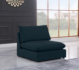 Mackenzie Linen Textured Fabric / Engineered Wood / Foam Contemporary Navy Durable Linen Textured Armless - 40" W x 40" D x 35" H