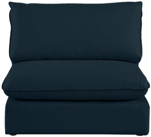 Mackenzie Linen Textured Fabric / Engineered Wood / Foam Contemporary Navy Durable Linen Textured Armless - 40" W x 40" D x 35" H