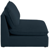 Mackenzie Linen Textured Fabric / Engineered Wood / Foam Contemporary Navy Durable Linen Textured Armless - 40" W x 40" D x 35" H