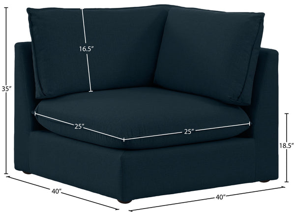 Mackenzie Linen Textured Fabric / Engineered Wood / Foam Contemporary Navy Durable Linen Textured Corner - 40" W x 40" D x 35" H