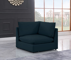Mackenzie Linen Textured Fabric / Engineered Wood / Foam Contemporary Navy Durable Linen Textured Corner - 40" W x 40" D x 35" H